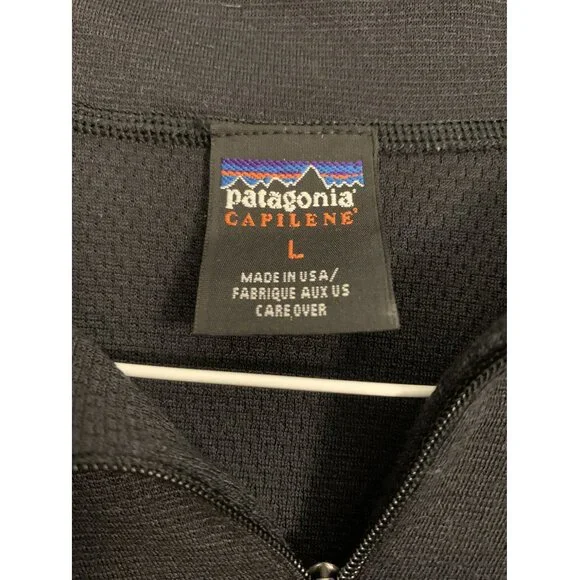 Vintage Y2K Patagonia Capilene Black Quarter Zip Pullover Longsleeve Shirt - L - Picture 2 of 7